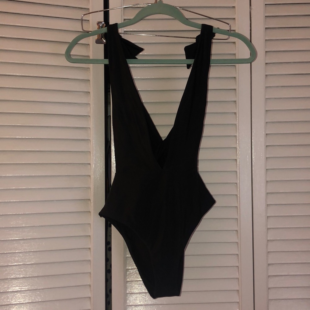 Black one piece bathing suit